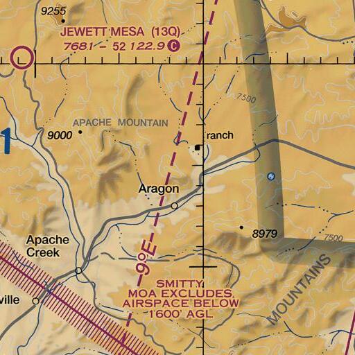 FAA VFR chart of Tularosa Mountains, NM