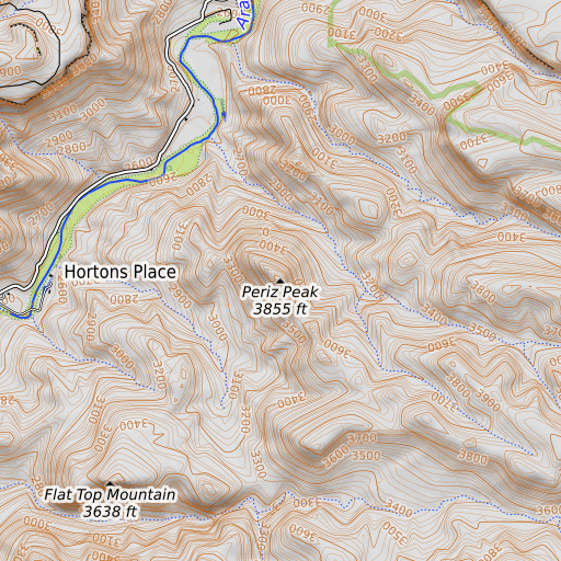 OpenTopoMap map of Periz Peak, AZ