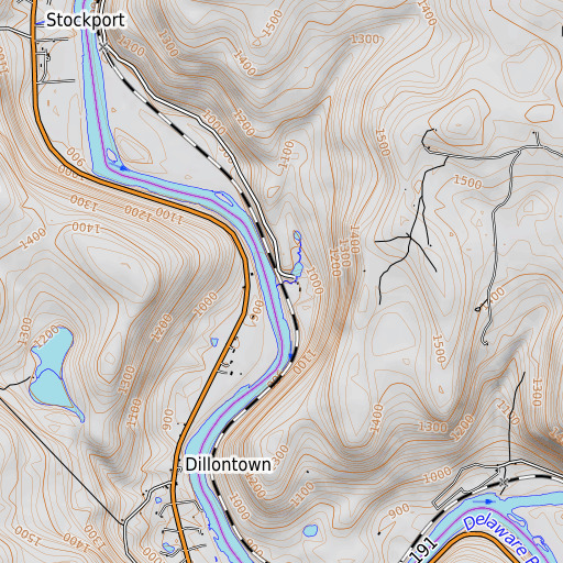OpenTopoMap map of Blue Mill Stream, NY