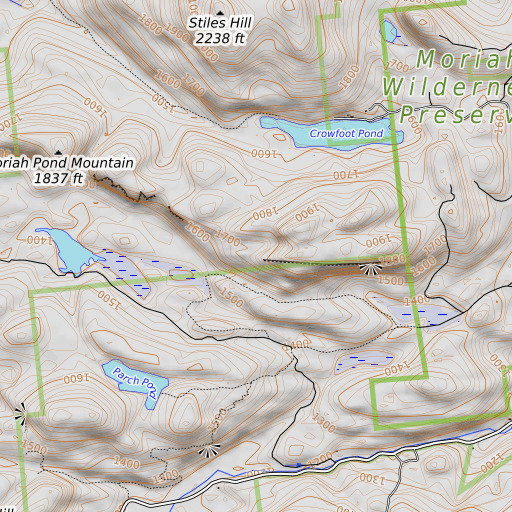 OpenTopoMap map of Broughton Ledge, NY