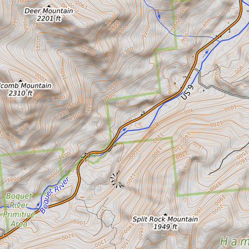 OpenTopoMap map of Coughlin Brook, NY