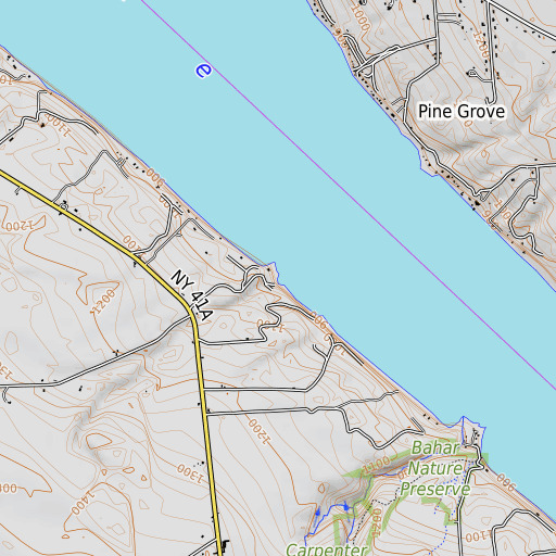 OpenTopoMap map of Fall Brook, NY