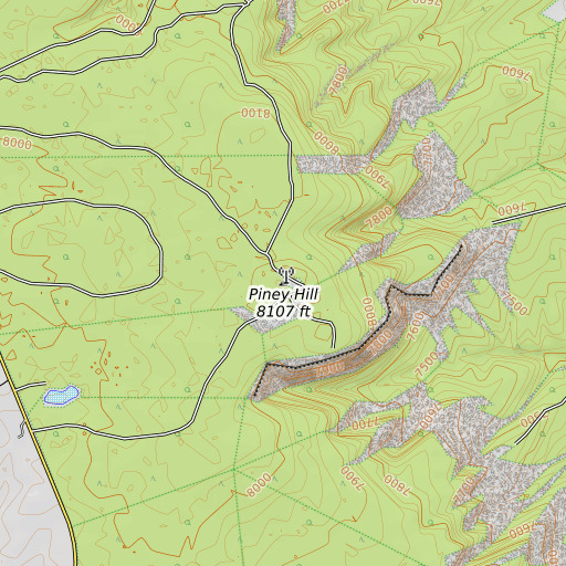 OpenTopoMap map of Piney Hill, AZ
