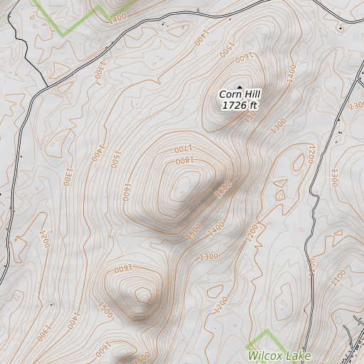 OpenTopoMap map of Flat Hill, NY