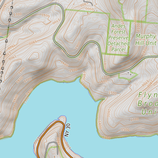 OpenTopoMap map of Flynn Brook, NY