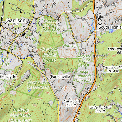 OpenTopoMap map of Fort Hill, NY