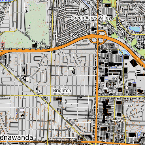OpenTopoMap map of Green Acres School, NY