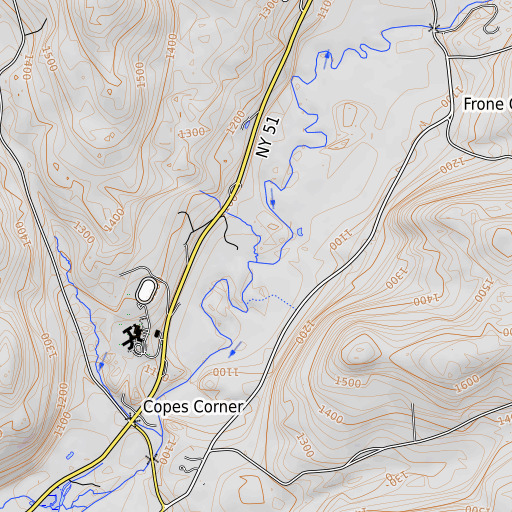 OpenTopoMap map of Halbert Brook, NY