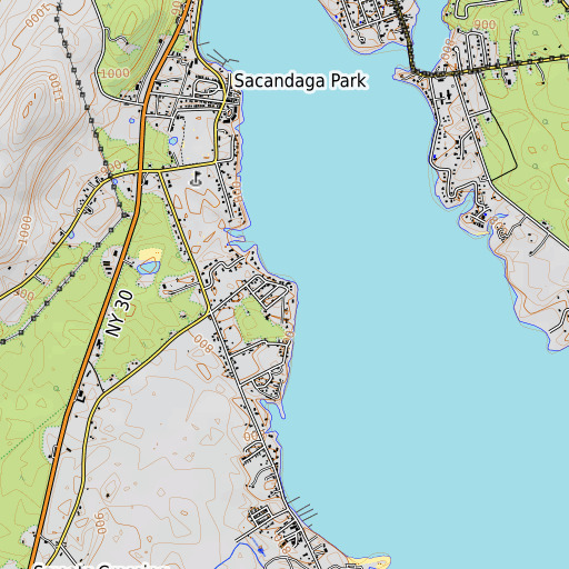 OpenTopoMap map of Hampton Point, NY