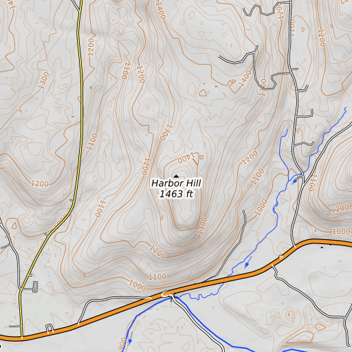 OpenTopoMap map of Harbor Hill, NY