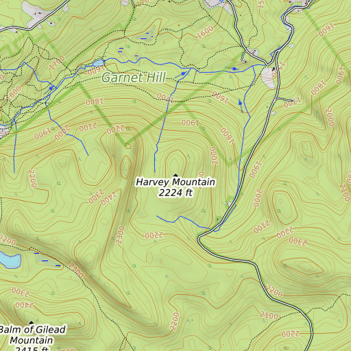 OpenTopoMap map of Harvey Mountain, NY