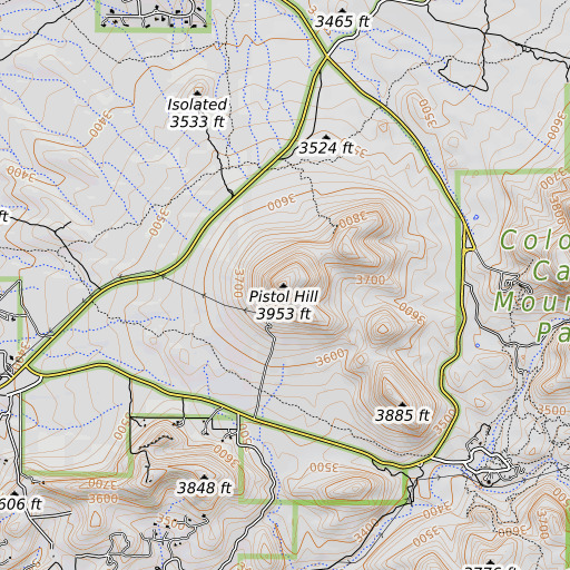 OpenTopoMap map of Pisto Hill, AZ