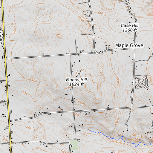 OpenTopoMap map of Manns Hill, NY