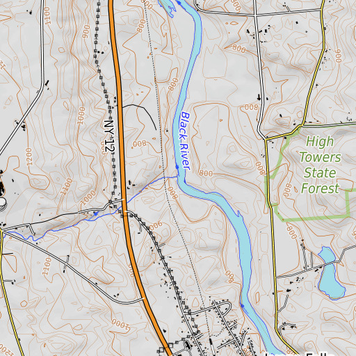 OpenTopoMap map of Mill Creek, NY