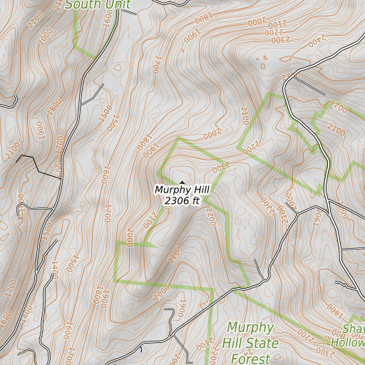OpenTopoMap map of Murphy Hill, NY