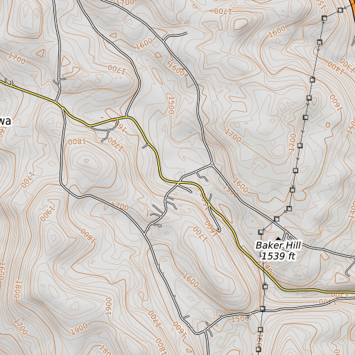 OpenTopoMap map of Perry School, NY
