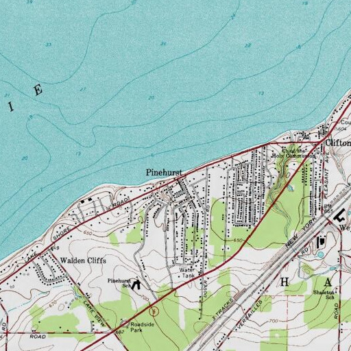USGS 24K topo map of Pinehurst, NY