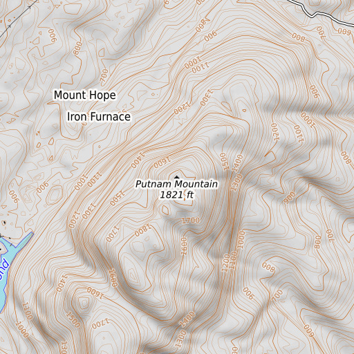 OpenTopoMap map of Putnam Mountain, NY