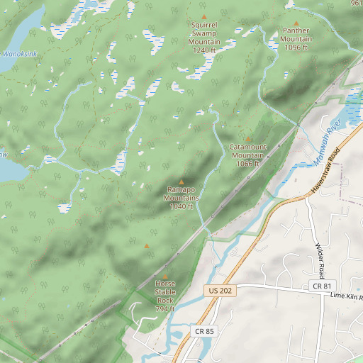 OpenStreetMap map of Ramapo Mountains, NY