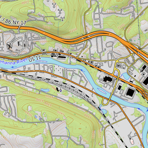 OpenTopoMap map of Rogers School, NY