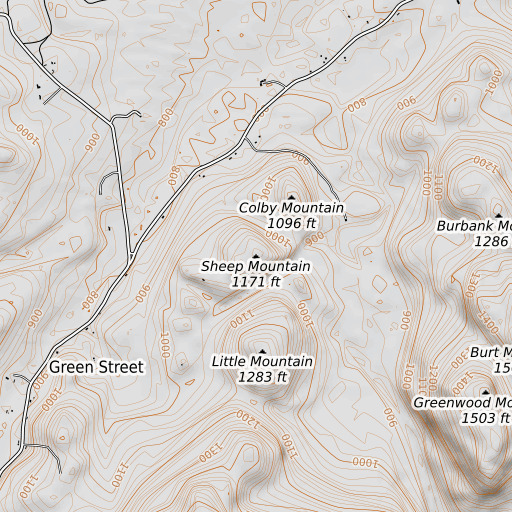OpenTopoMap map of Sheep Mountain, NY