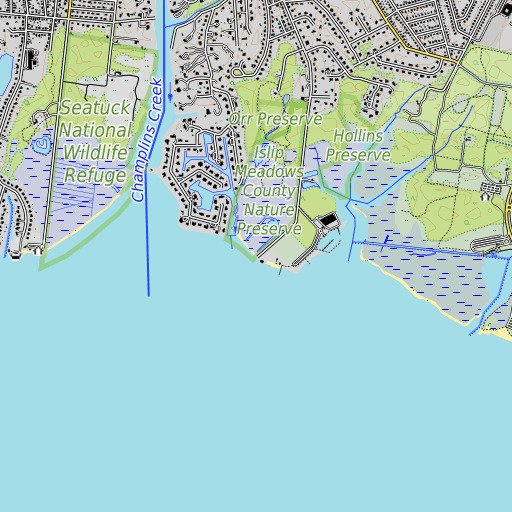 OpenTopoMap map of Town Beach, NY