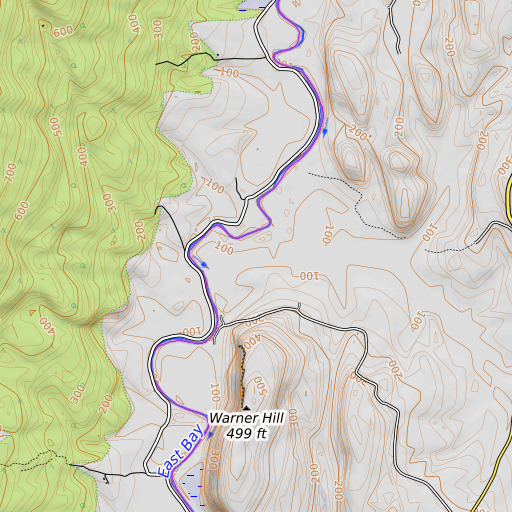 OpenTopoMap map of Ward Marsh, NY