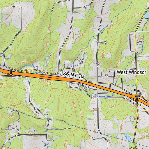 OpenTopoMap map of Weeks School, NY