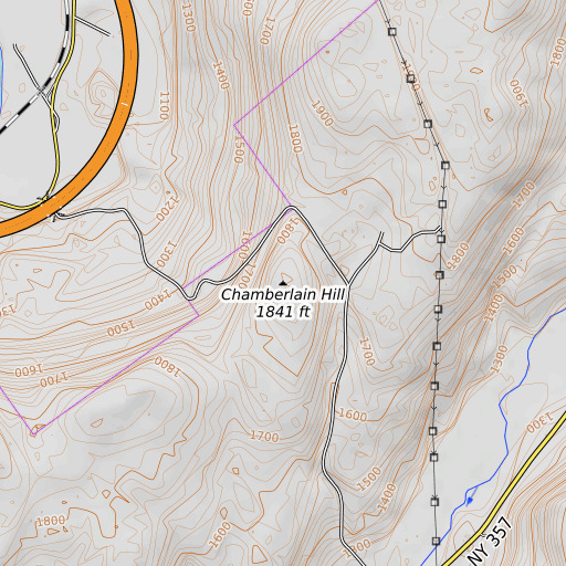 OpenTopoMap map of Chamberlain Hill, NY