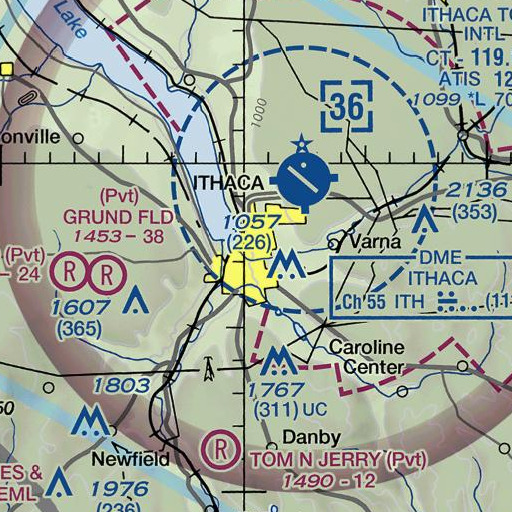 FAA VFR chart of Ithaca Falls, NY