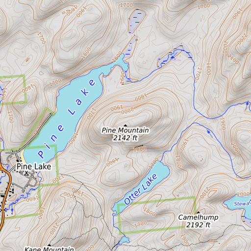 OpenTopoMap map of Pine Mountain, NY