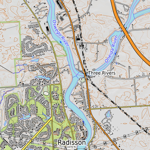 OpenTopoMap map of Seneca River, NY