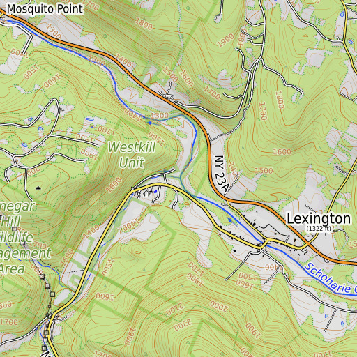OpenTopoMap map of West Kill, NY