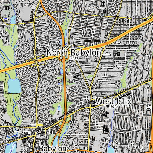 OpenTopoMap map of Westbrook Elementary School, NY