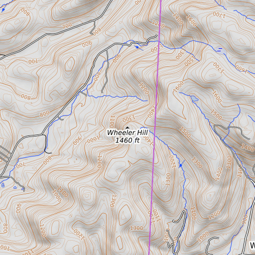 OpenTopoMap map of Wheeler Hill, NY