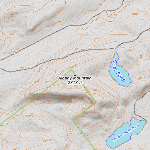 OpenTopoMap map of Albany Mountain, NY