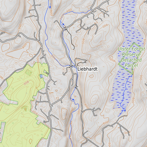 OpenTopoMap map of Liebhardt, NY