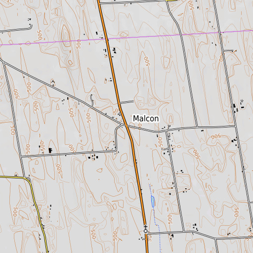 OpenTopoMap map of Malcon, NY