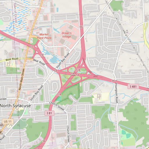 OpenStreetMap map of North Syracuse Interchange, NY