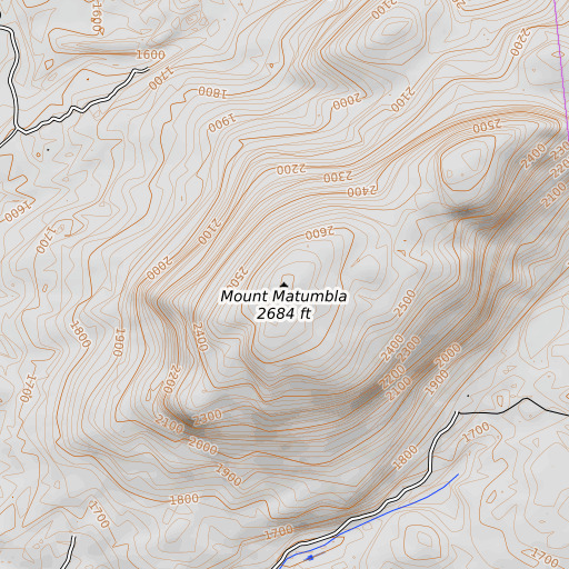 OpenTopoMap map of Mount Matumbla, NY