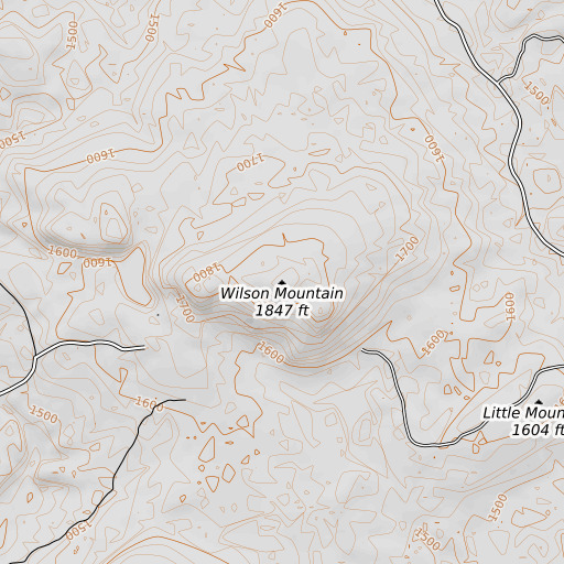 OpenTopoMap map of Wilson Mountain, NY