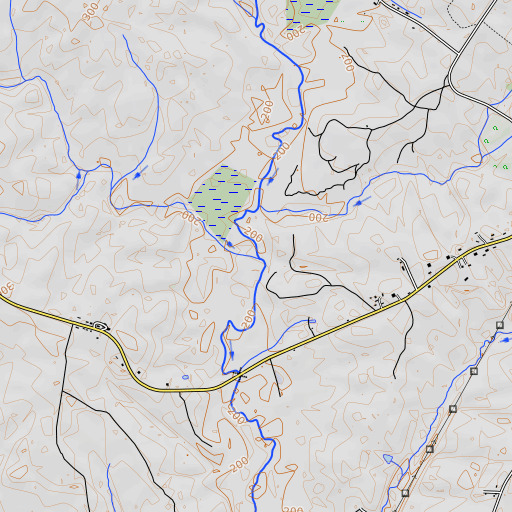 OpenTopoMap map of Hogpen Branch, NC