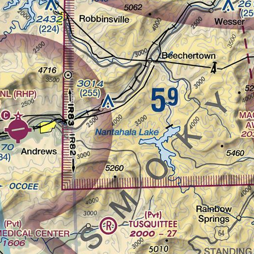 FAA VFR chart of Junaluska Gap, NC