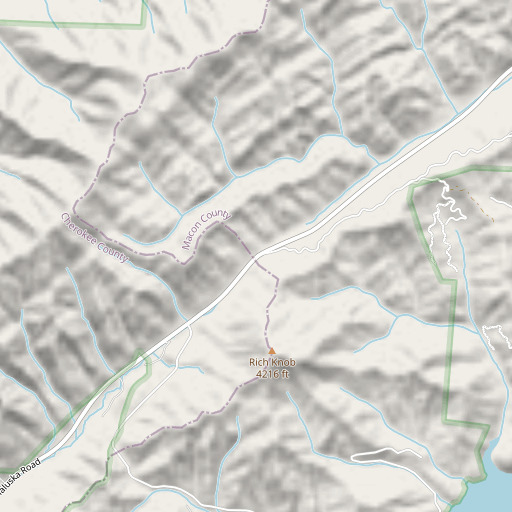 OpenStreetMap map of Junaluska Gap, NC