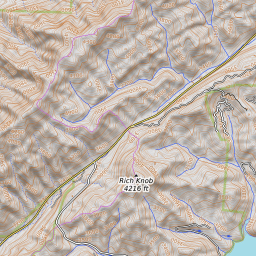 OpenTopoMap map of Junaluska Gap, NC