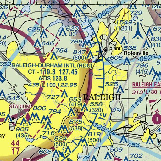 FAA VFR chart of Millbrook High School, NC
