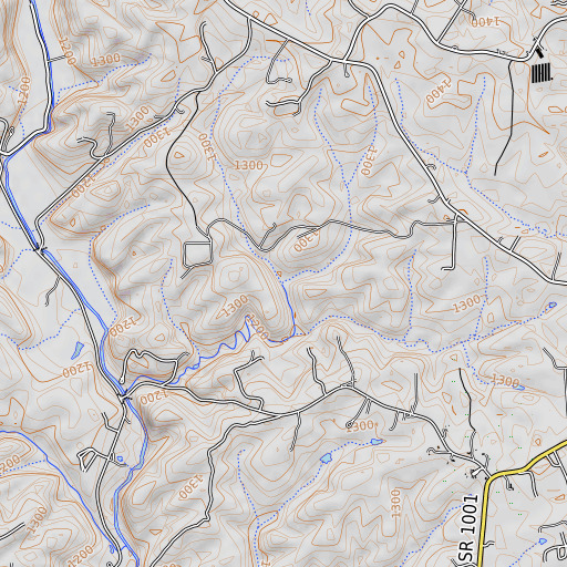 OpenTopoMap map of Muddy Fork, NC