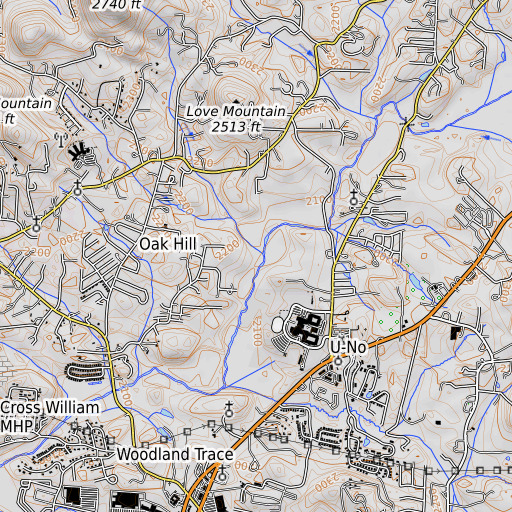 OpenTopoMap map of Phillips Branch, NC