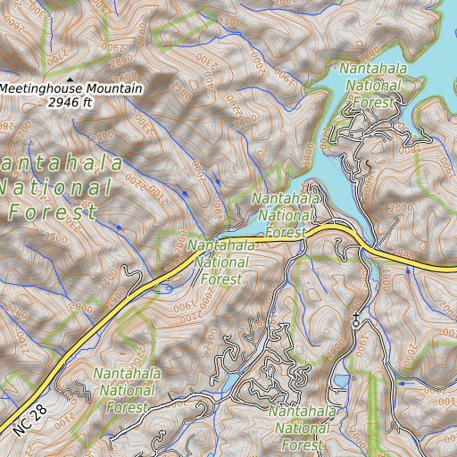 OpenTopoMap map of Proctor Branch, NC