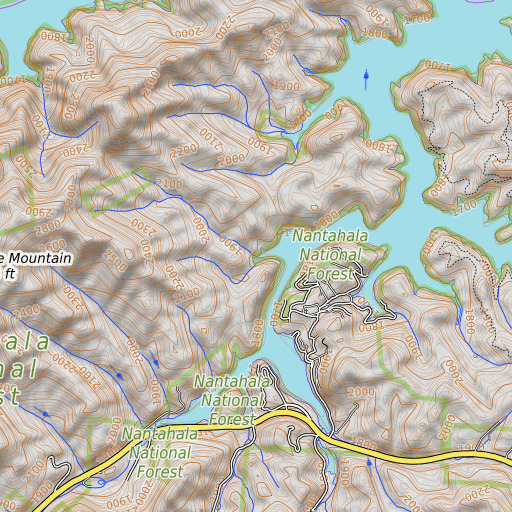 OpenTopoMap map of Roaring Branch, NC
